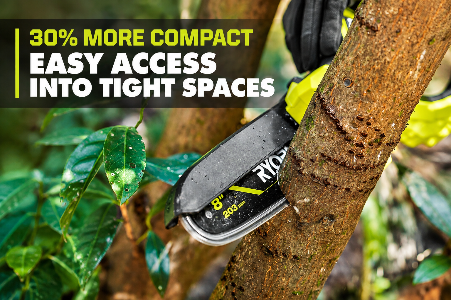 Ryobi 18V Brushless 8 in. Compact Pruning Mini Chainsaw